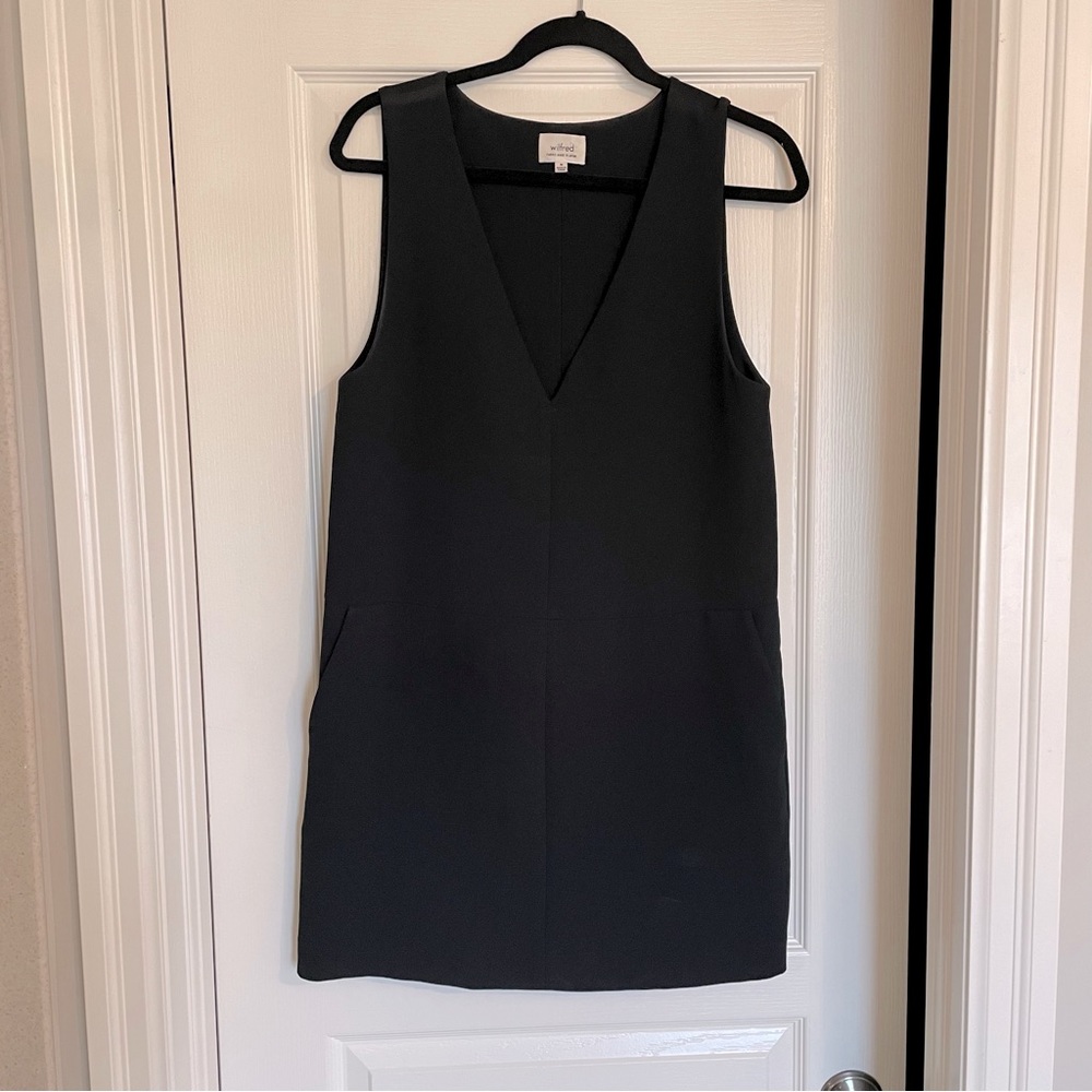 Wilfred black mini shift dress.